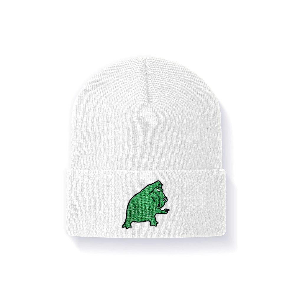 9300 Embroidered Dancing Frog Winter Beanie Knit Hats , Soft Warm Acrylic